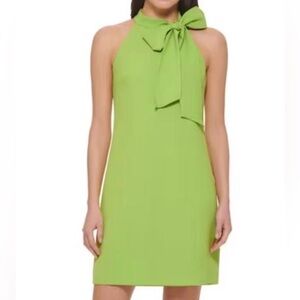 Vince Camuto Lime Green Bow-Tie Halter Shift Dress